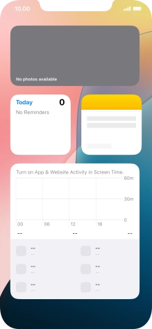 Slide your finger up or down on the screen to see more widgets. Slide your finger up or down on the screen to see more widgets.