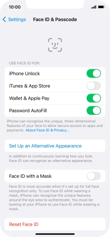 Press the indicators next to the required settings to turn them on or off.