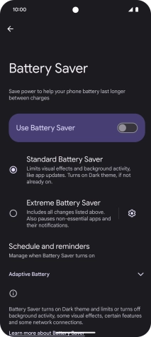 Press the required settings to turn them on or off.
