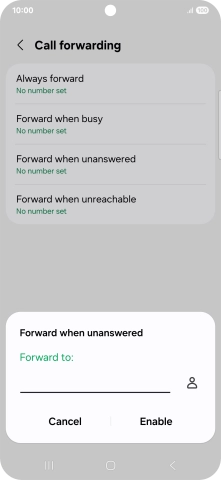 Key in (prefix) 5 (your phone number) and press Enable.