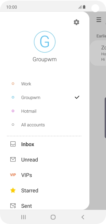 Press the required email account.