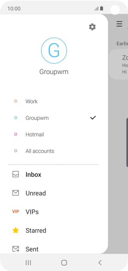 Press the required email account.