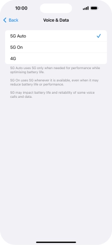 To turn on automatic switch between 5G and 4G, press 5G Auto.