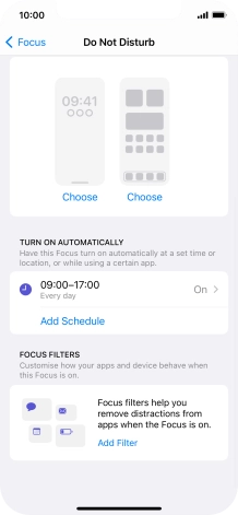 Press Add Schedule and follow the instructions on the screen to select settings for automatic activation of Do Not Disturb.