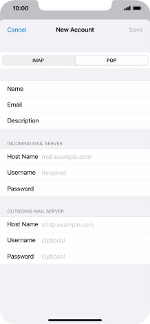 Press Host Name and key in the name of your email provider's incoming server.