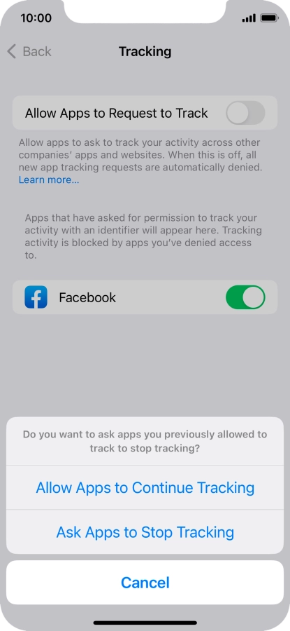 If you turn off the function, press the required setting.