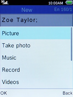 Select Picture, press the Left selection key and go to the required folder.