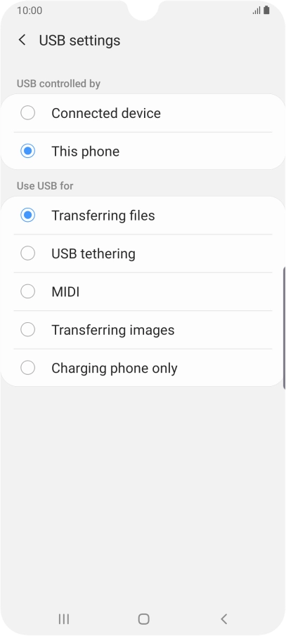 Press Transferring files to turn on the function.