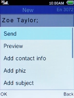 Select Send and press the Left selection key.