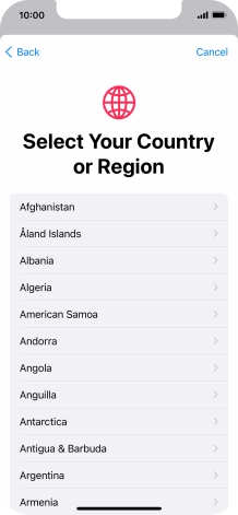 Press the required country.