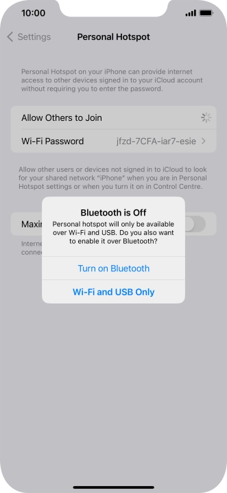 If Wi-Fi is turned on, press Wi-Fi and USB Only.