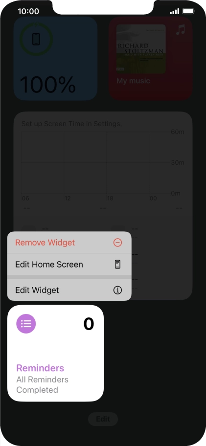 Press Remove Widget.