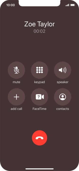 Press the end call icon to end the call. Press the end call icon to end the call.