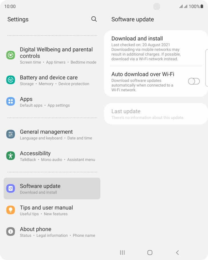Press Download and install. If a new software version is available, it's displayed. Follow the instructions on the screen to update the phone software. Press Download and install. If a new software version is available, it's displayed. Follow the instructions on the screen to update the phone software.