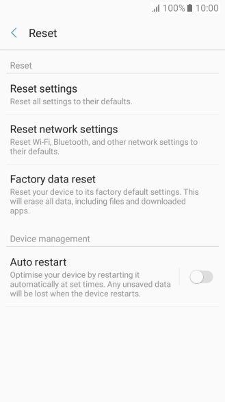 Press Factory data reset.