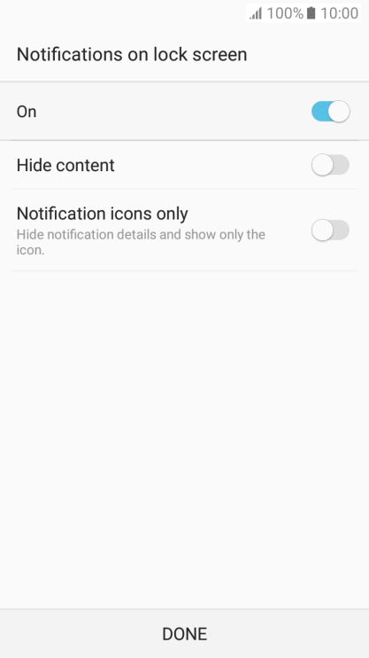 Press the indicator next to the required setting.