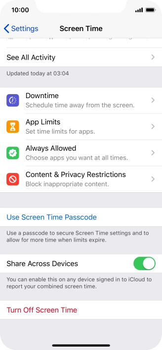 Press the indicator next to 