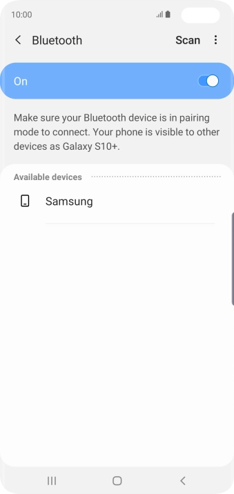 Press the required Bluetooth device and follow the instructions on the screen to pair the device with your phone.