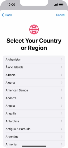 Press the required country. Press the required country.