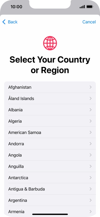 Press the required country. Press the required country.