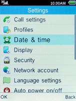 Select Date & time and press the Left selection key.