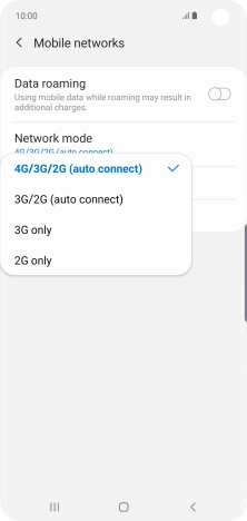 Press the required network mode.