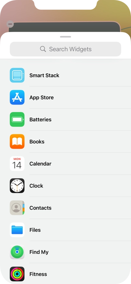 Press the required widget. Press the required widget.
