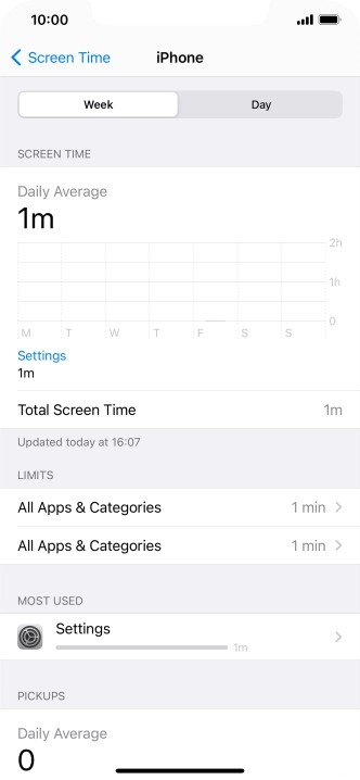 The use for the past week is displayed next to Total Screen Time.