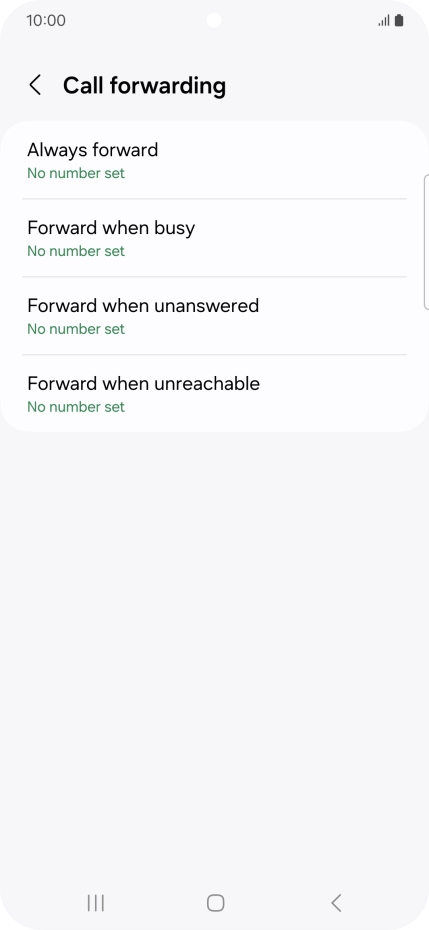 Press the required divert type.