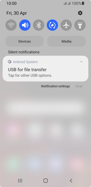 Press Tap for other USB options..