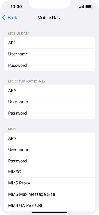 Press APN and key in live.vodafone.com.