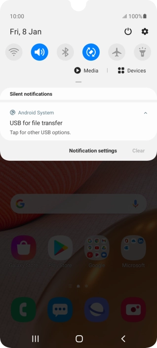 Press Tap for other USB options..