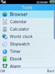 Select Browser and press the Left selection key.