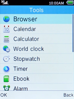 Select Browser and press the Left selection key.
