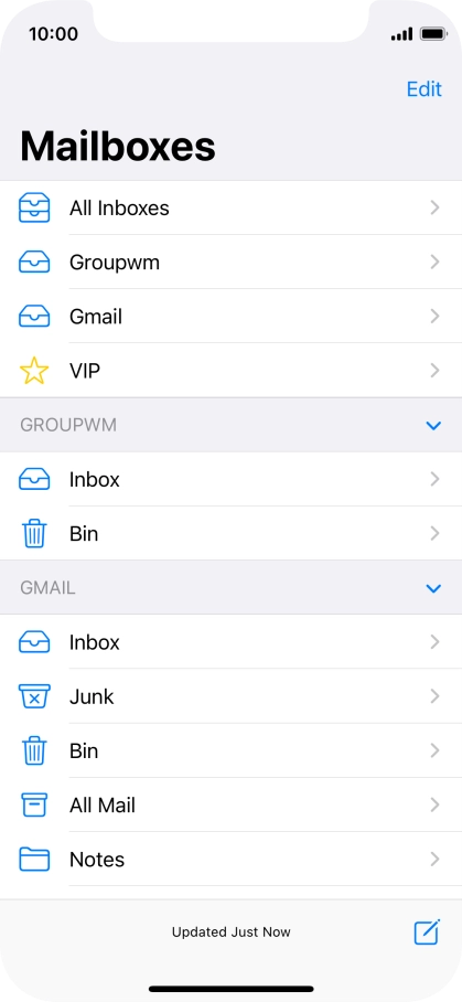 Press the required email account.