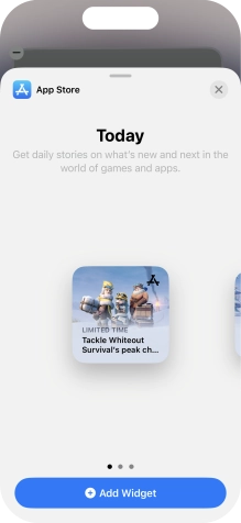 Slide your finger right or left on the screen to select the required widget size.