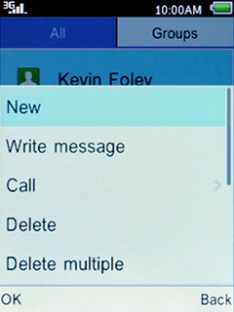 Select New and press the Left selection key.