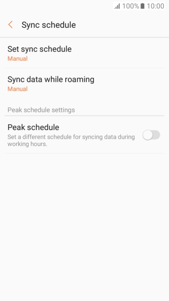 Press Set sync schedule. Press Set sync schedule.
