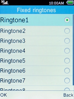 Select the required ring tones to hear them.