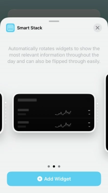 Slide your finger right or left on the screen to select the required widget size.