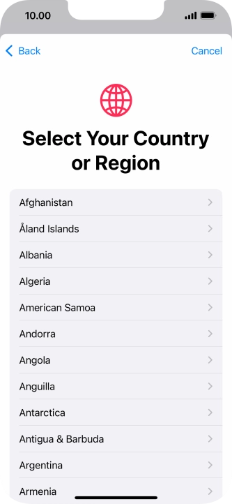 Press the required country.
