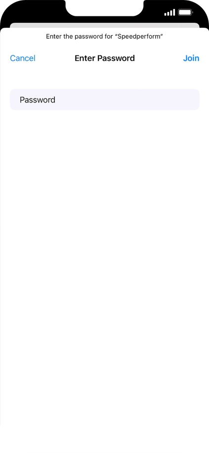 Key in the password for the Wi-Fi network and press Join.