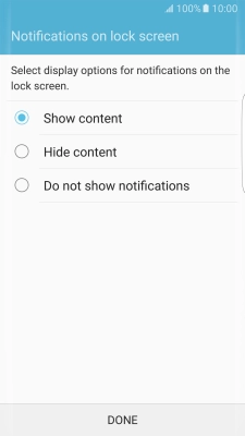 Press the required setting.