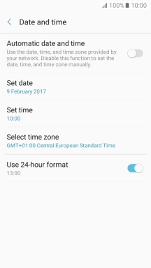 Press Automatic date and time to turn on the function. Press Automatic date and time to turn on the function.