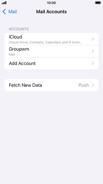 Press the name of the email account you've just set up. Press the name of the email account you've just set up.