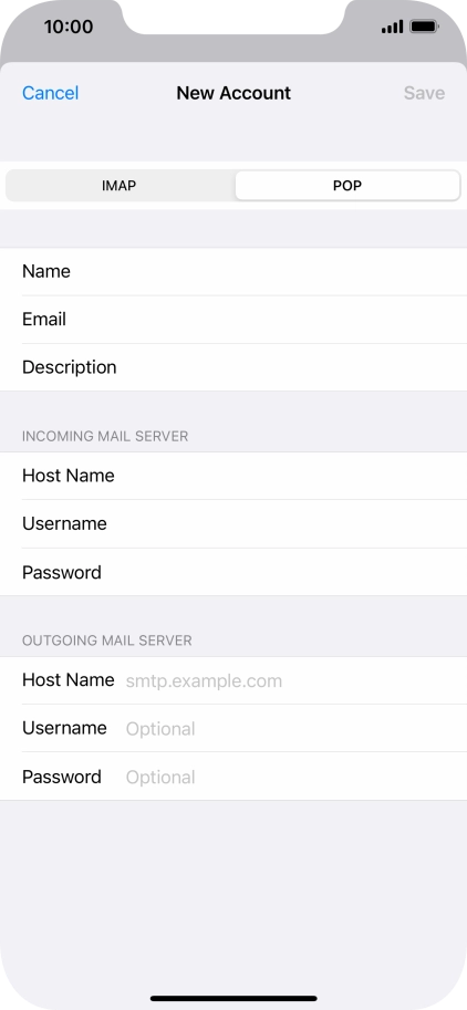 Press Host Name and key in mail.vodafone.ie.