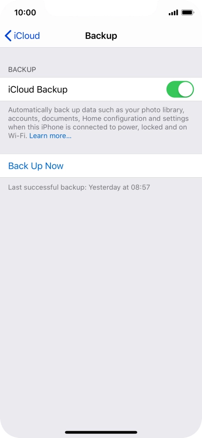 Press Back Up Now and wait while the phone memory is backed up.