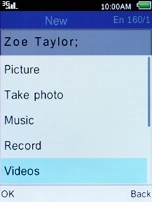 Select Videos, press the Left selection key and go to the required folder.