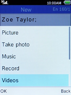Select Videos, press the Left selection key and go to the required folder.
