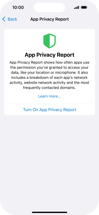 Press Turn On App Privacy Report to turn on the function.